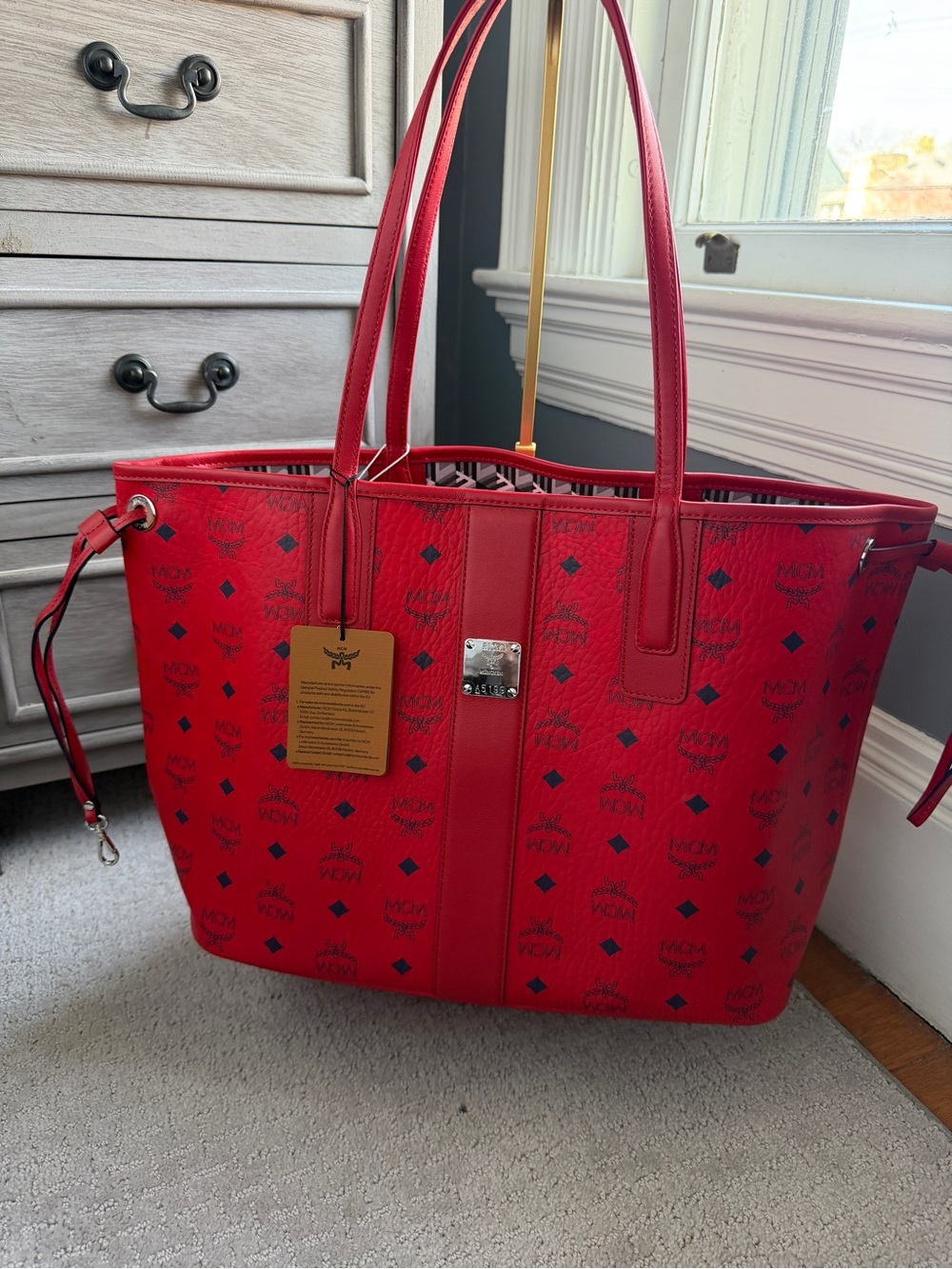 MCM Red Visetos Reversible Shopper Tote – NEW w/ Tags